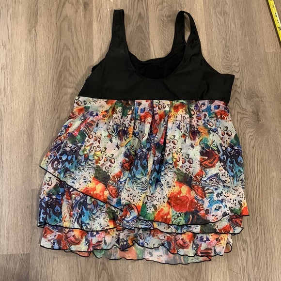 Swimsuit one piece tiered Scoop Neck Swimdress colorful print Size XXL - Picture 11 of 16